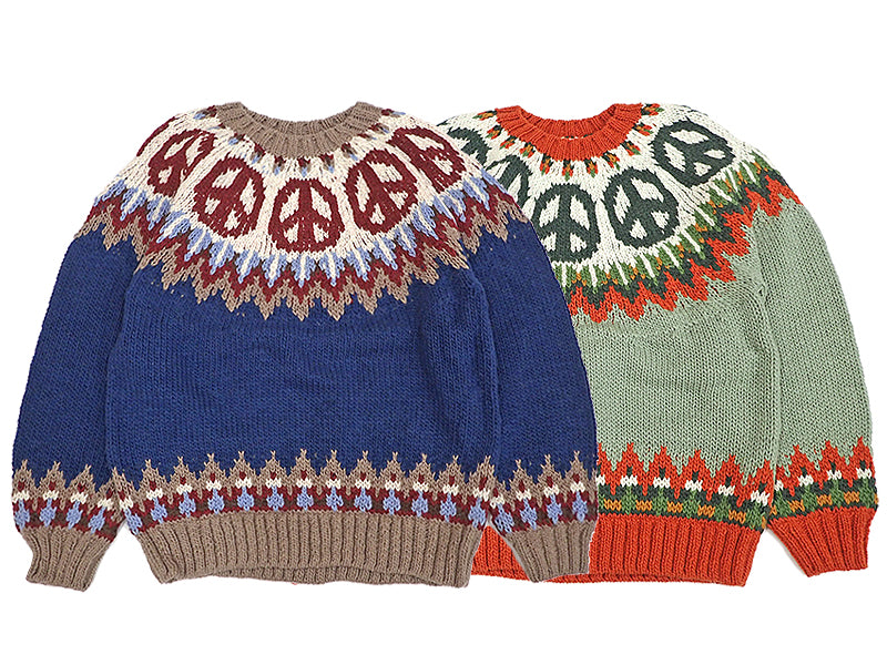 HAVE A GRATEFUL DAY】PEACE PATTERN KNIT CREW – ホーリースモーク