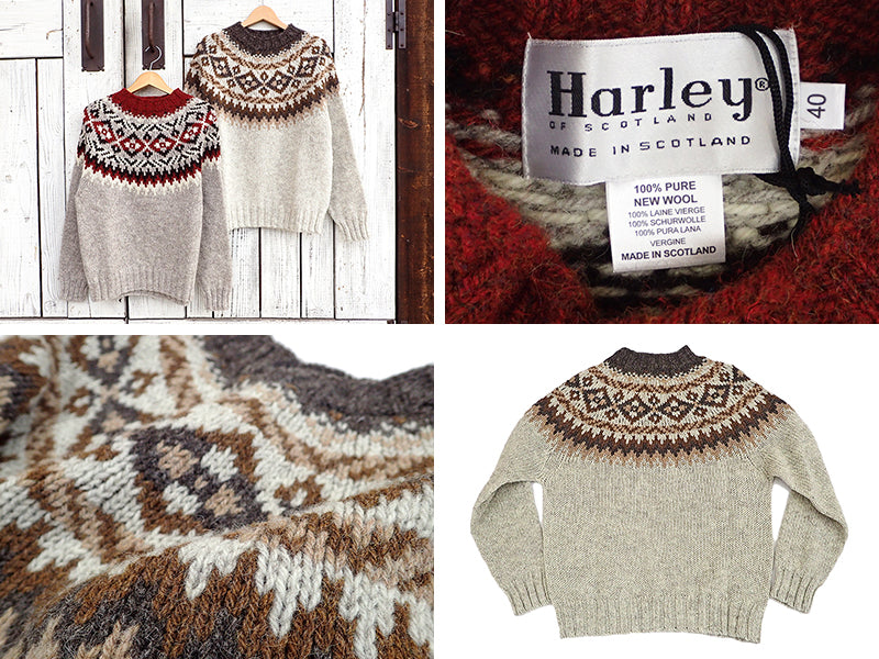 【Harley of Scotland】CHUNKY CREW FAIRISLE YOKE SWEATER