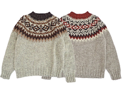 【Harley of Scotland】CHUNKY CREW FAIRISLE YOKE SWEATER