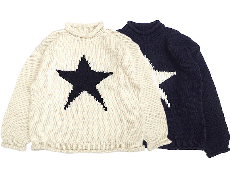 【THRIFTY LOOK】STAR HAND KNIT ROLL CREW