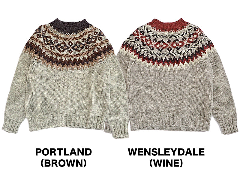 【Harley of Scotland】CHUNKY CREW FAIRISLE YOKE SWEATER