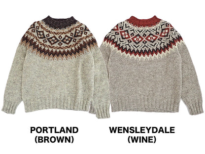 【Harley of Scotland】CHUNKY CREW FAIRISLE YOKE SWEATER
