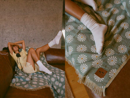 【SLOW TIDE】SUN DAZED DRIFTWEAVE BLANKET GREEN