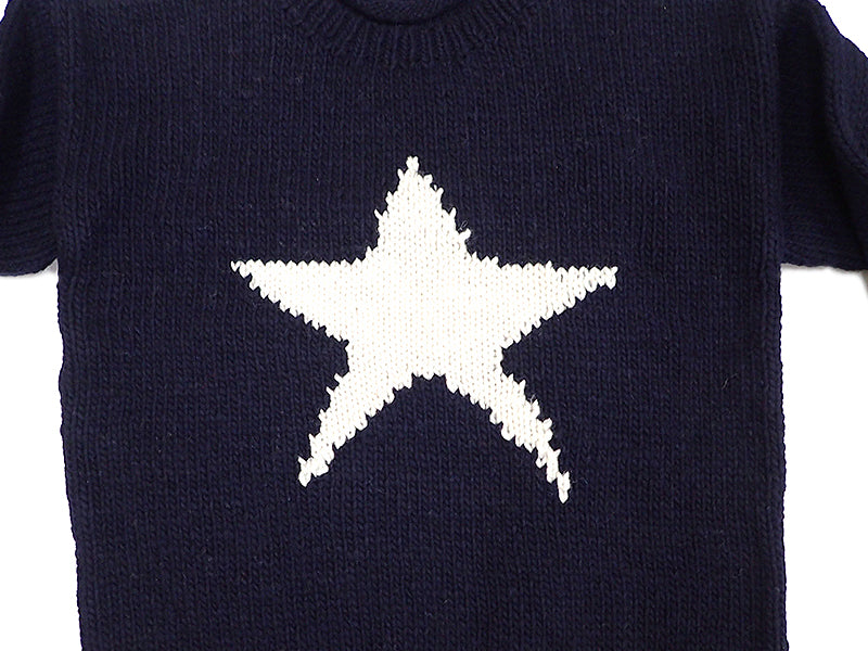 【THRIFTY LOOK】STAR HAND KNIT ROLL CREW