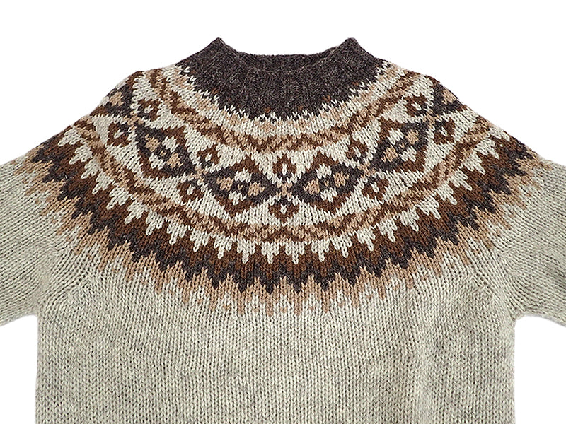 【Harley of Scotland】CHUNKY CREW FAIRISLE YOKE SWEATER