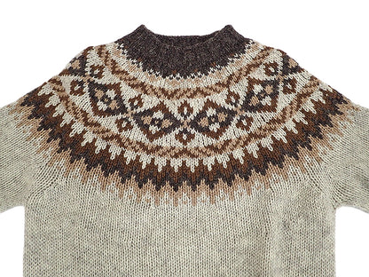 【Harley of Scotland】CHUNKY CREW FAIRISLE YOKE SWEATER