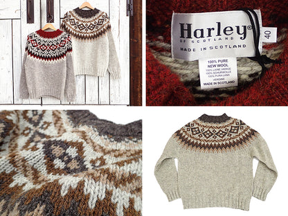 【Harley of Scotland】CHUNKY CREW FAIRISLE YOKE SWEATER