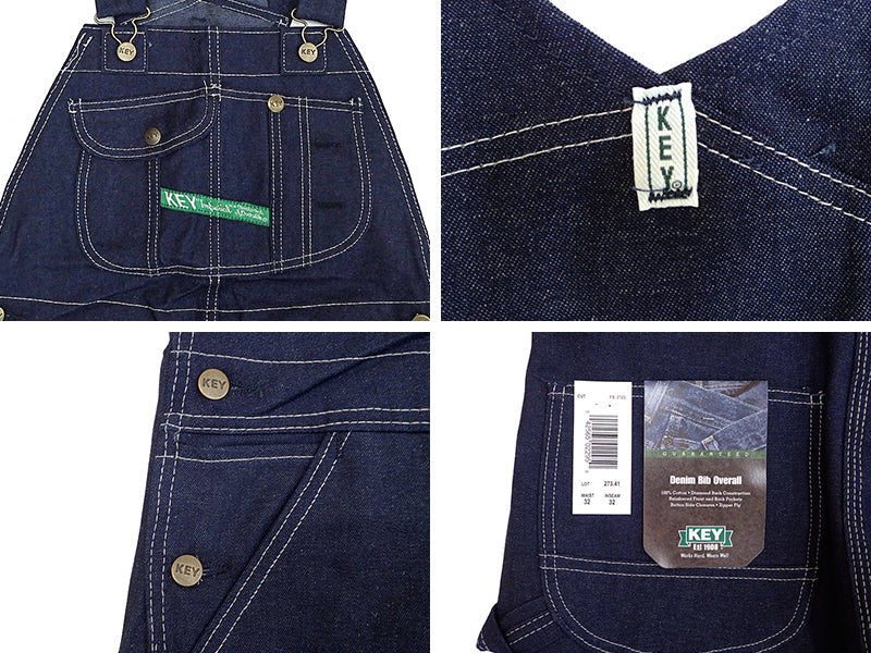 【KEY】BIB OVERALL  HI BACK ZIP FLY(DENIM)