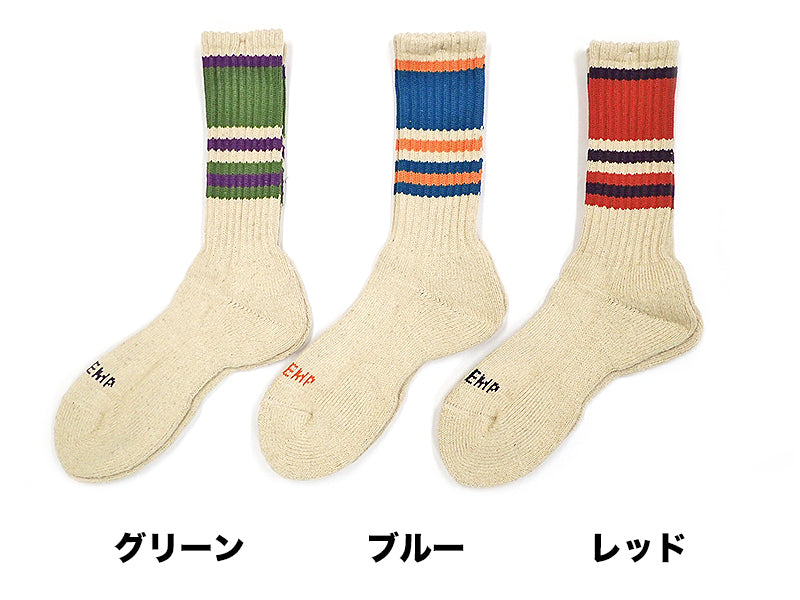 【GOHEMP】RANDOM LINE CREW SOCKS