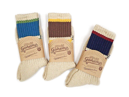 【GOHEMP】RANDOM LINE PILE CREW SOCKS