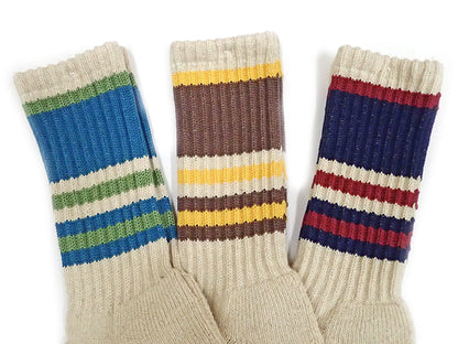 【GOHEMP】RANDOM LINE PILE CREW SOCKS