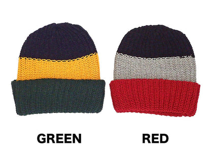 【Bulky Knit Color Block Caps】COLUMBIA KNIT