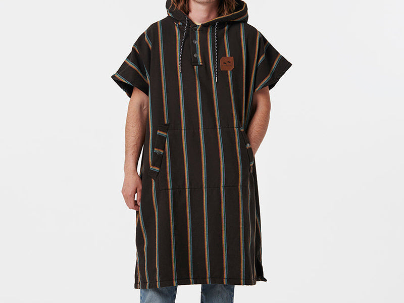 【SLOW TIDE】BAJA STRIPE PONCHO BLACK