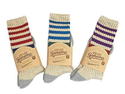 【GOHEMP】RANDOM LINE PILE CREW SOCKS