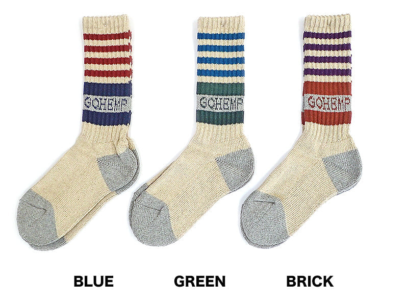 【GOHEMP】RANDOM LINE PILE CREW SOCKS