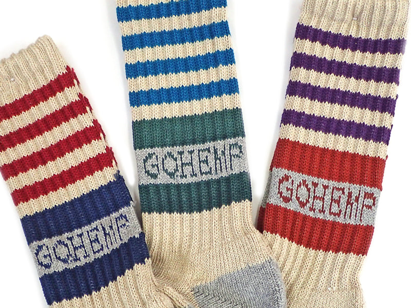 【GOHEMP】RANDOM LINE PILE CREW SOCKS