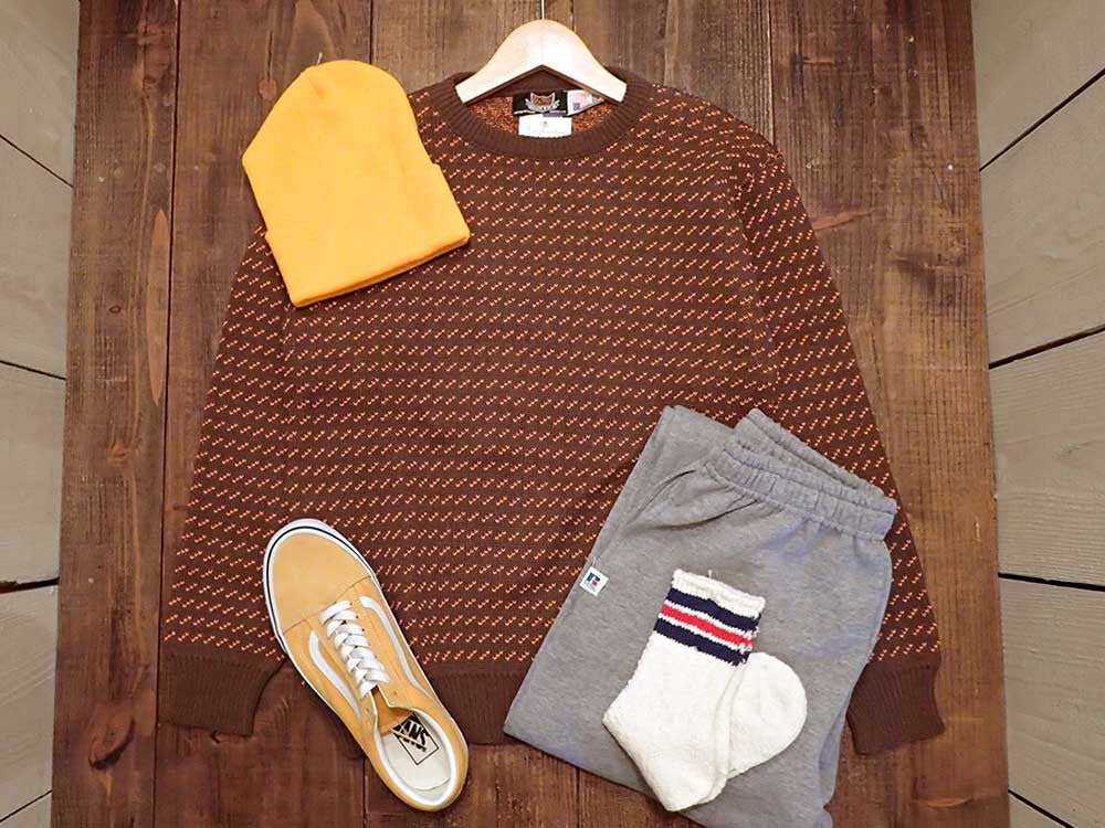 [Brimwick] BIRDS EYE COTTON CREW NECK SWEATER 