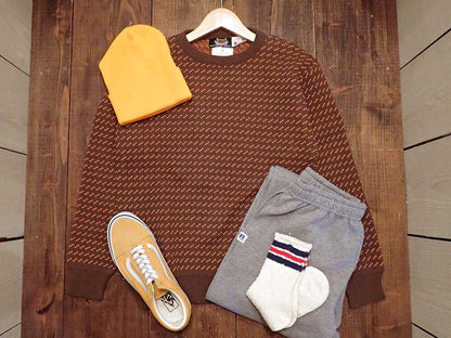 [Brimwick] BIRDS EYE COTTON CREW NECK SWEATER 